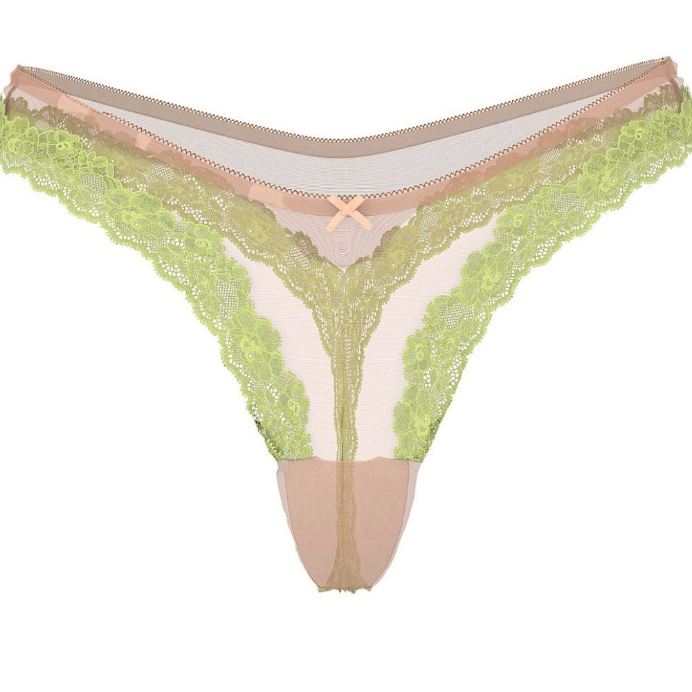 Victoria’s Secret NWT Very Sexy Mesh Lace-Trim High-Leg Thong | Size L